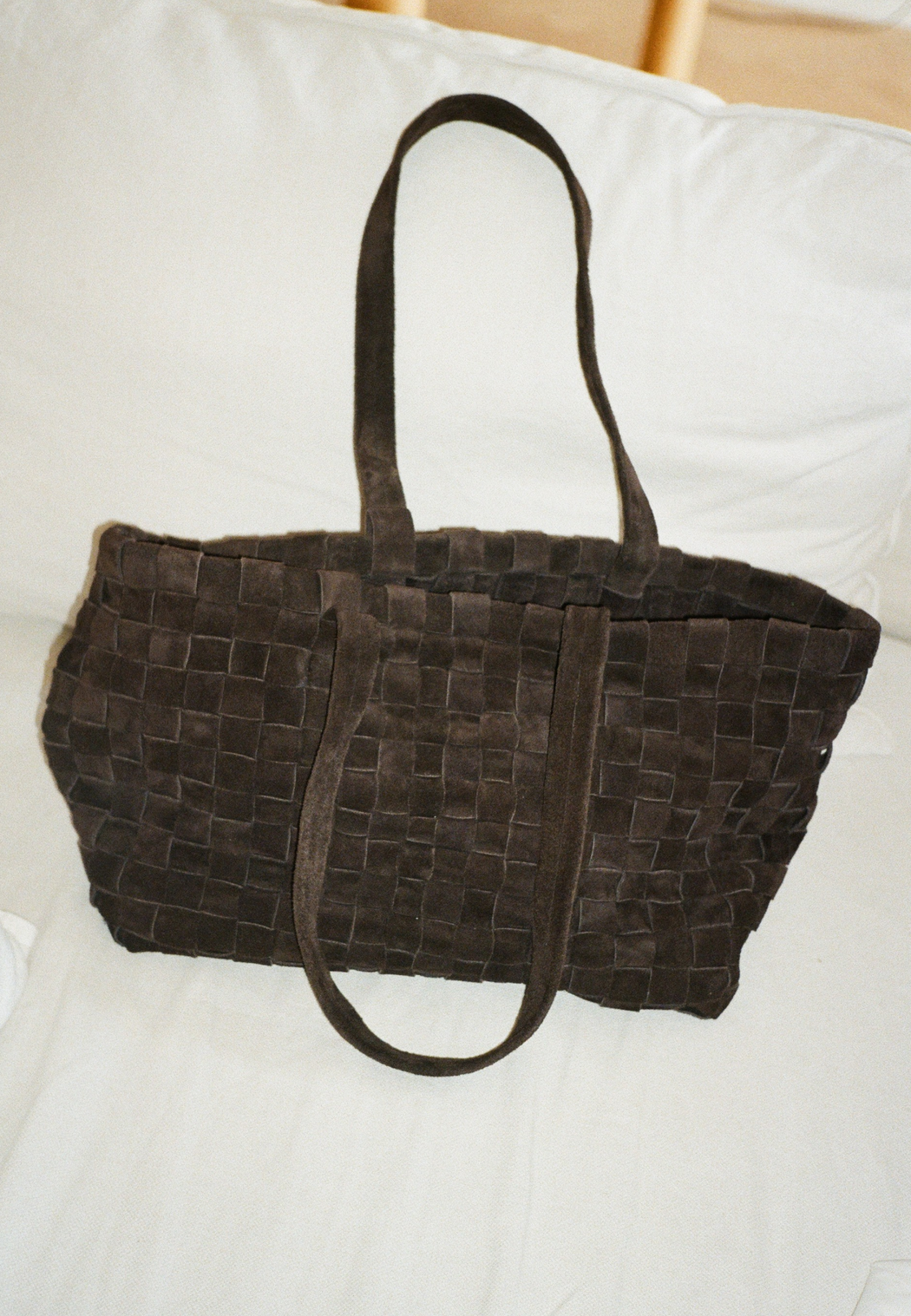 Shaker Basket Bag | Brown Suede